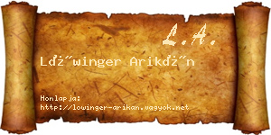 Lőwinger Arikán névjegykártya